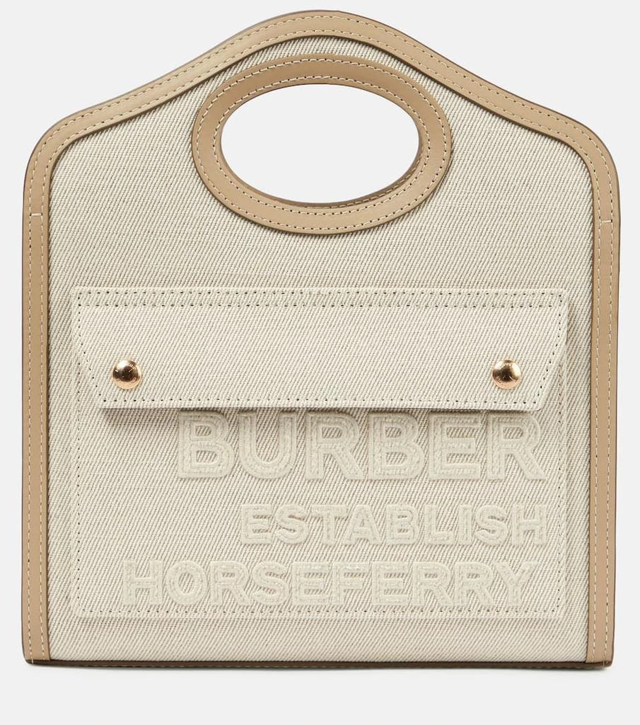 商品Burberry|Pocket Mini leather-trimmed canvas tote,价格¥10742,第1张图片