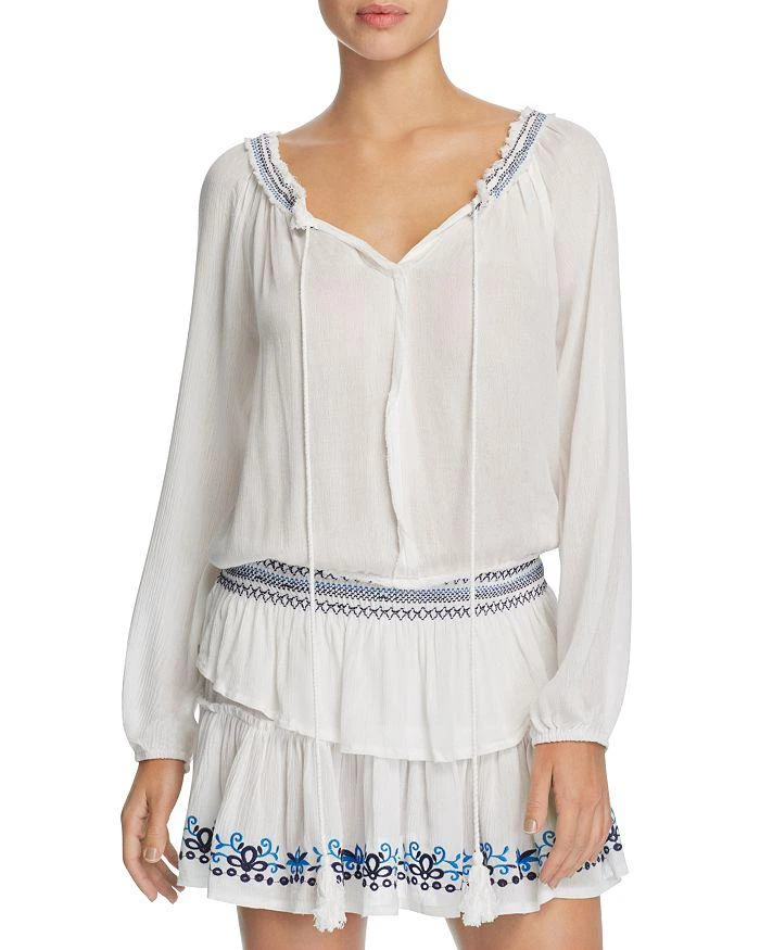 商品Surf Gypsy|Embroidered Peasant Dress Swim Cover-Up,价格¥461,第1张图片