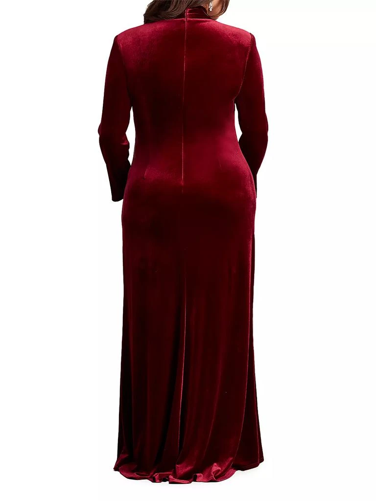 商品Tadashi Shoji|Plus Velvet Ruffle-Front Gown,价格¥3427,第3张图片详细描述