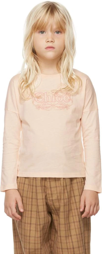 商品Chloé|Kids Pink Logo Long Sleeve T-Shirt,价格¥412,第2张图片详细描述