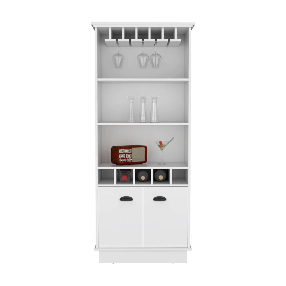 商品Depot E-Shop|Bar Cabinet with Wine Rack, three Open Storage Shelves and One Cabinet,White,价格¥3077,第3张图片详细描述