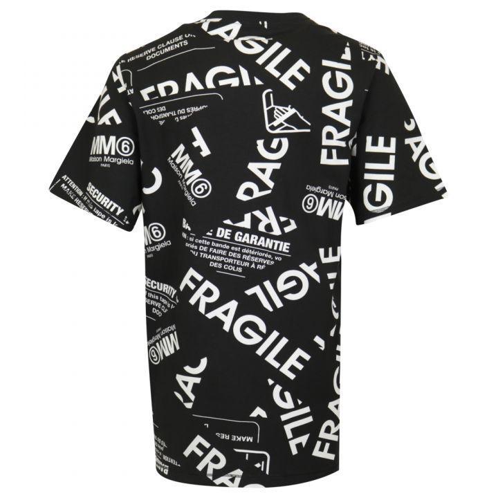 商品MAISON MARGIELA|Fragile Print Black T Shirt,价格¥324,第5张图片详细描述