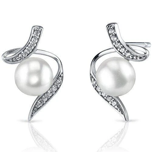 商品Peora|Freshwater Pearl Earrings Sterling Silver Round Button 6.5mm,价格¥378,第1张图片