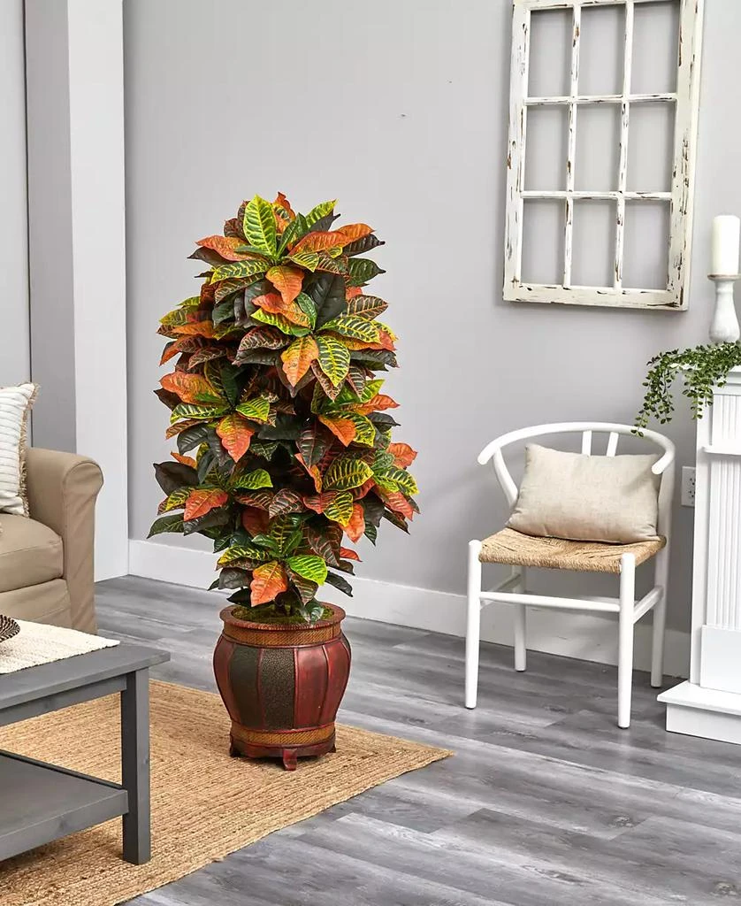 商品NEARLY NATURAL|5.5' Croton Artificial Plant in Decorative Planter - Real Touch,价格¥2485,第3张图片详细描述