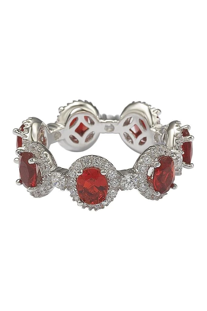 商品Suzy Levian|Sterling Silver Prong Set Red CZ & Pave Halo Station Eternity Band Ring,价格¥1090,第2张图片详细描述