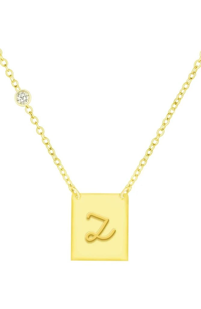 商品Savvy Cie Jewels|18K Gold Vermeil CZ Script Initial Pendant Necklace - Multiple Letters Available,价格¥190,第1张图片