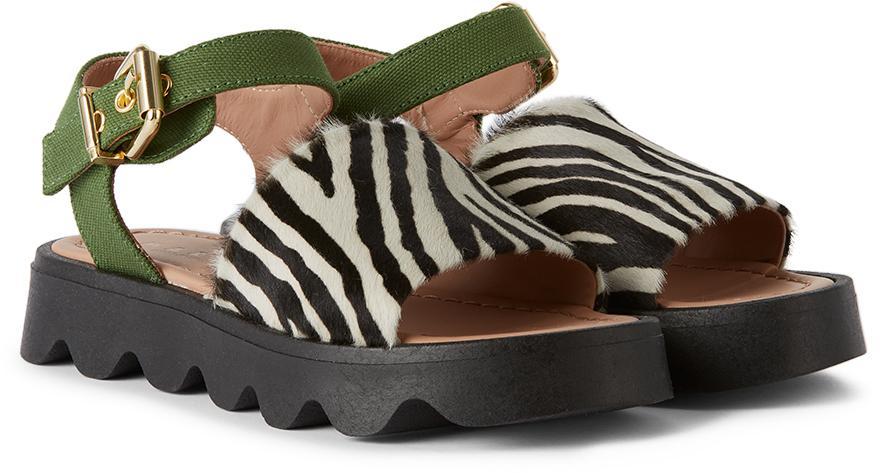 商品Marni|Kids Black & White Zebra Fringe Sandals,价格¥1581,第6张图片详细描述