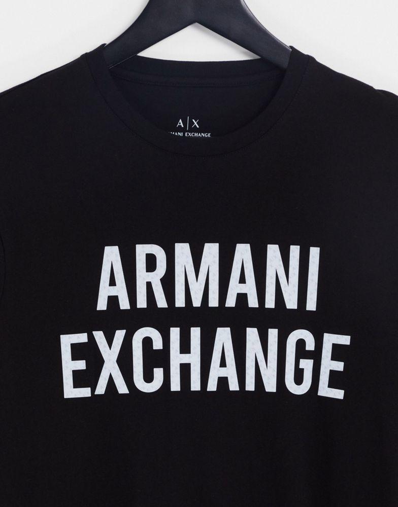 商品Armani Exchange|Armani Exchange t-shirt with holographic logo in black,价格¥542,第4张图片详细描述