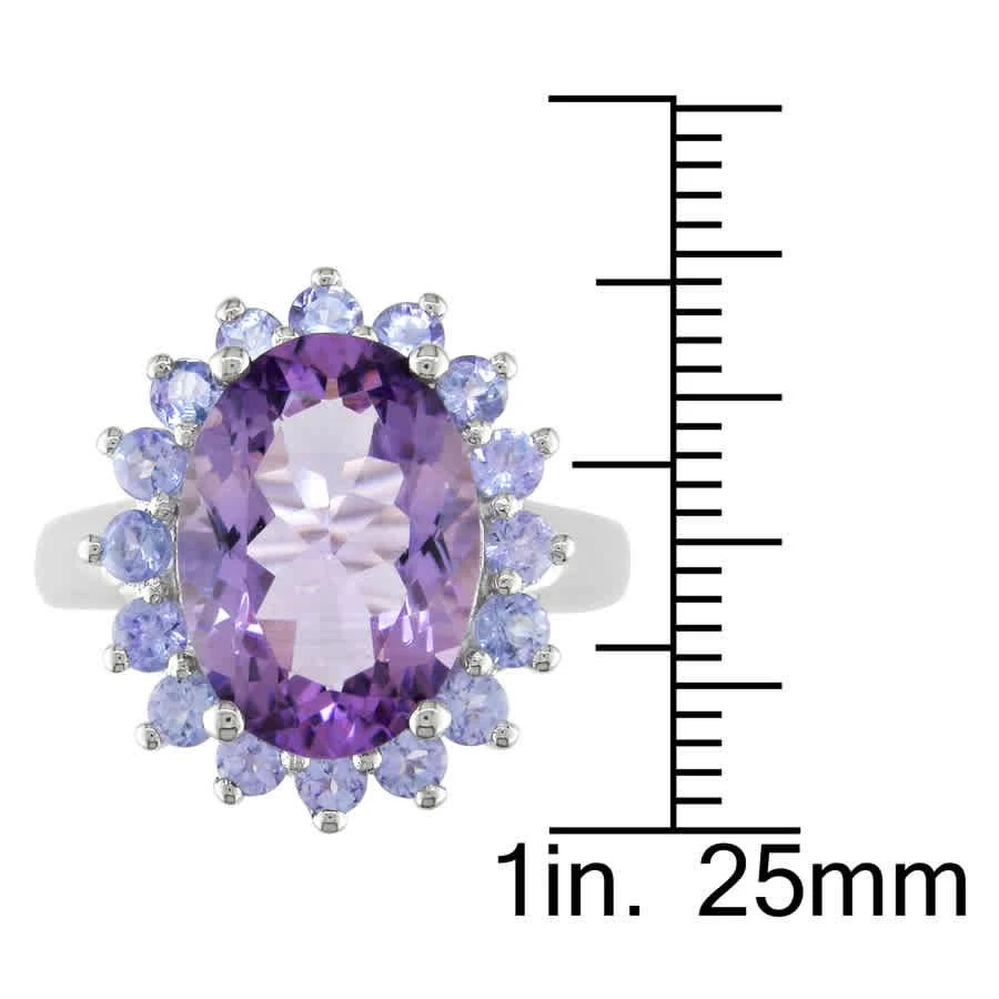 商品Amour|Sterling Silver 5 7/8 CT TGW Amethyst Tanzanite Halo Cocktail Ring,价格¥536,第3张图片详细描述