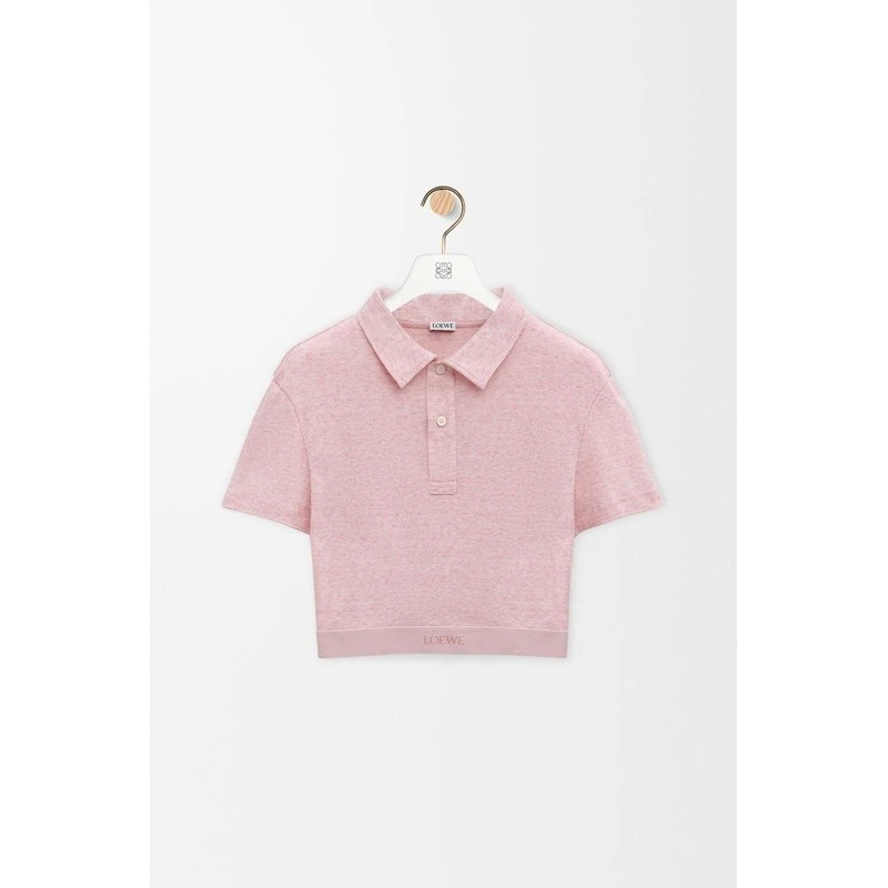 商品Loewe|【预售3-5天】LOEWE/罗意威 女士粉色棉/羊毛Polo衫,价格¥5856,第1张图片