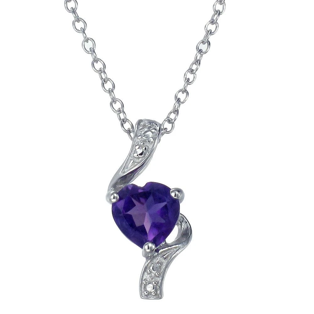 商品Vir Jewels|0.70 cttw Purple Amethyst Pendant Necklace .925 Sterling Silver 6 MM Heart,价格¥322,第2张图片详细描述