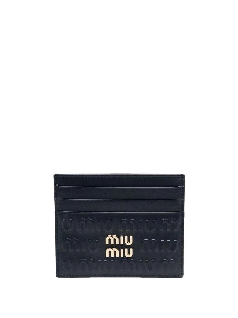 商品Miu Miu|MIU MIU logo-plaque detail card holder blue,价格¥2086,第1张图片