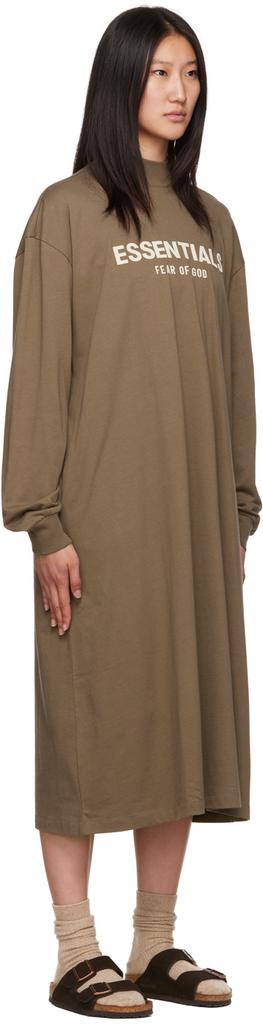 Brown Long Sleeve Midi Dress商品第2张图片规格展示