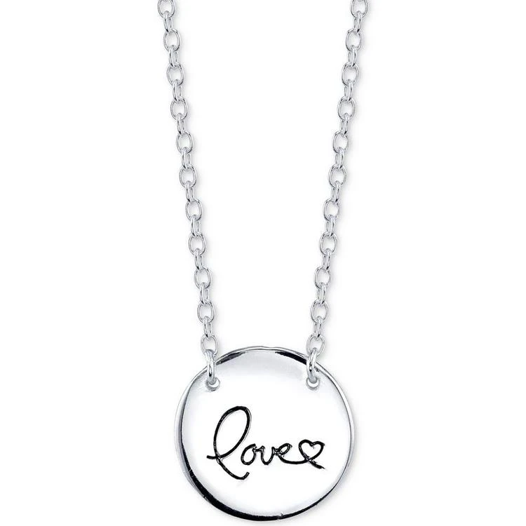 商品Unwritten|"Love" Engraved Disc Pendant Necklace in Sterling Silver,价格¥112,第2张图片详细描述