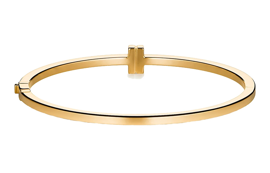 商品[国内直发] Tiffany & Co.|蒂芙尼 T 系列 镶钻铰链线圈手 18k金 手镯 男女同款情侣款 金色,价格¥53199,第6张图片详细描述