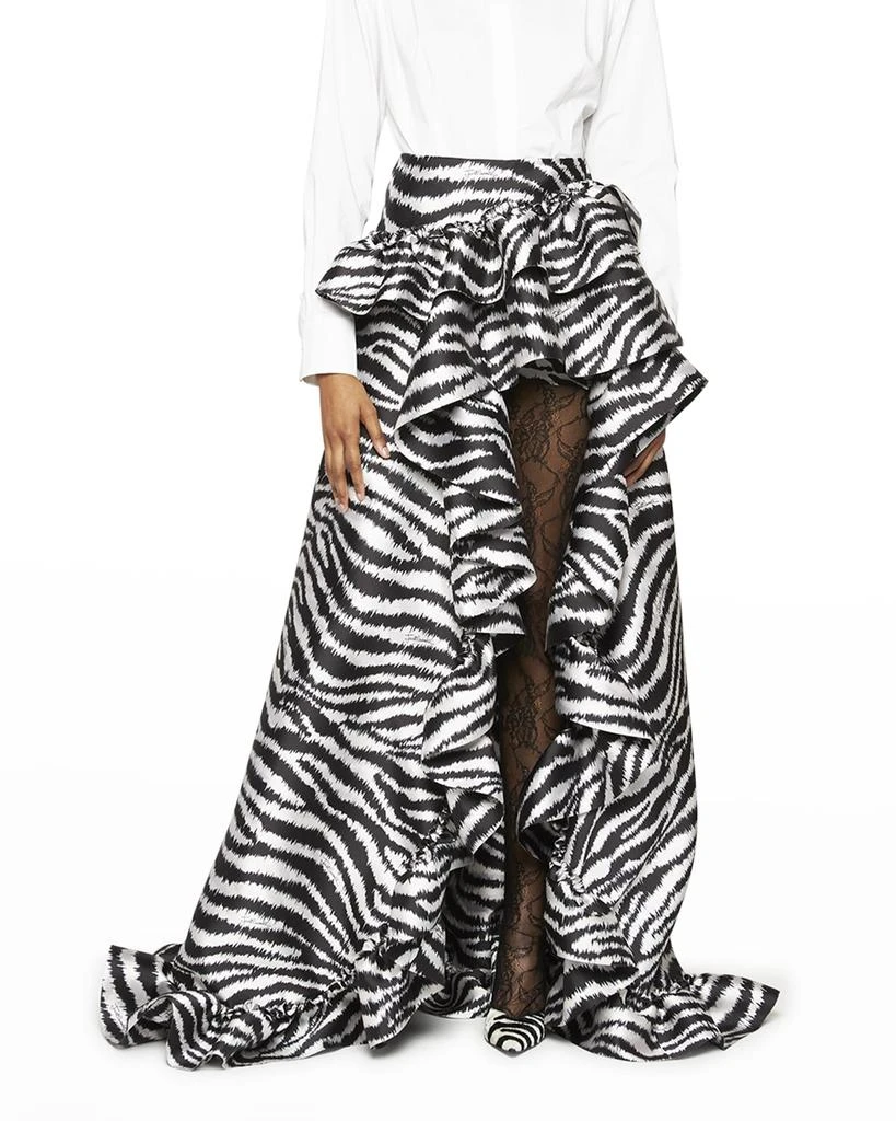 商品Just Cavalli|Zebra Asymmetric Ruffled Maxi Skirt,价格¥6433,第3张图片详细描述