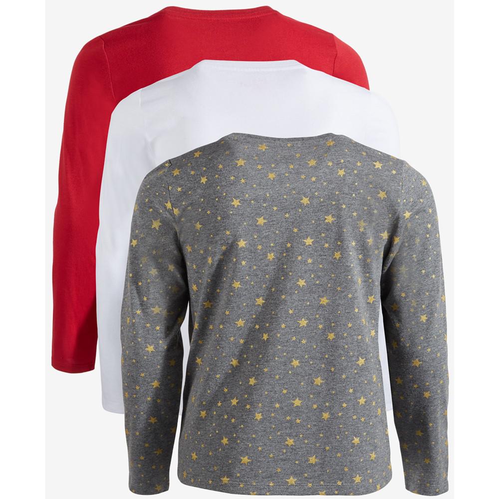 Little Girls 3-Pack Long-Sleeve Shirts, Created for Macy's商品第2张图片规格展示