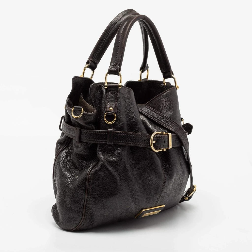 商品[二手商品] Burberry|Burberry Dark Brown Pebbled Leather Belted Tote,价格¥1200,第3张图片详细描述