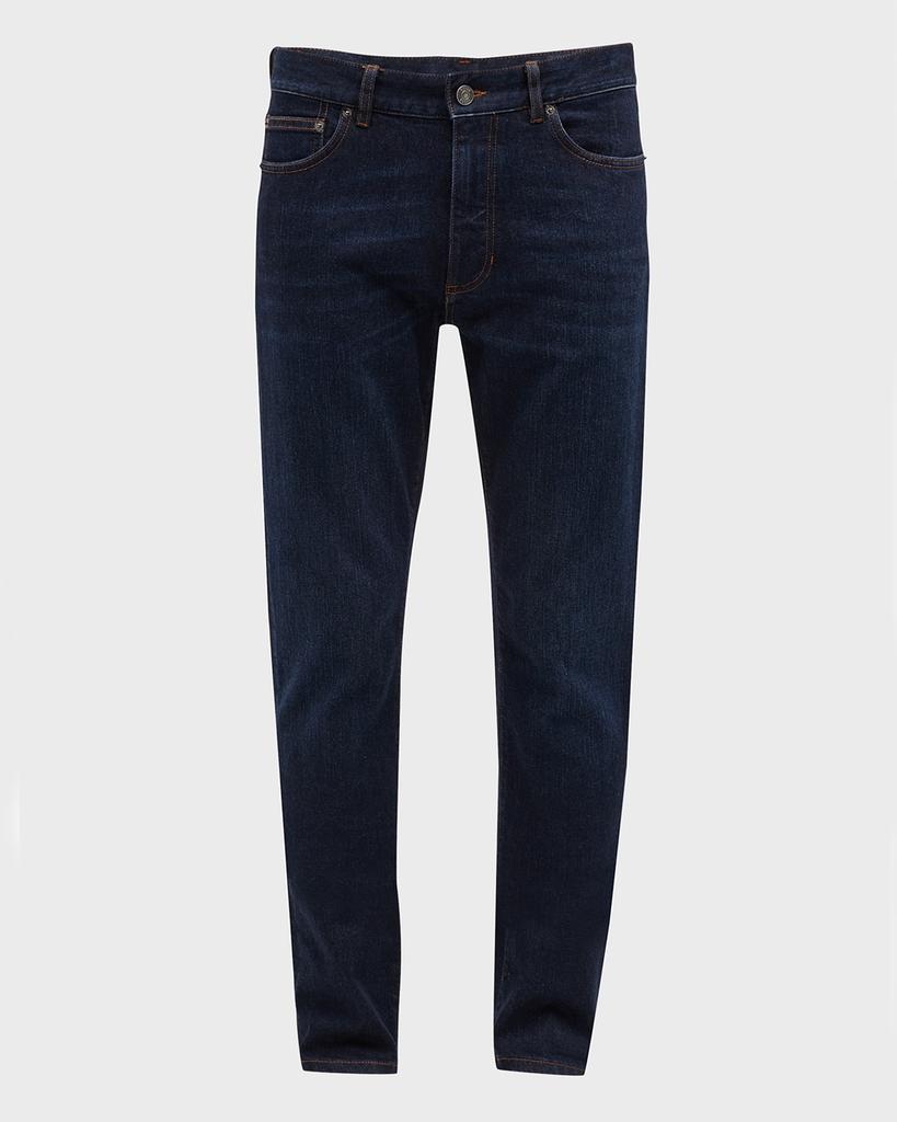 Men's 5-Pocket Dark Wash Denim Jeans商品第2张图片规格展示