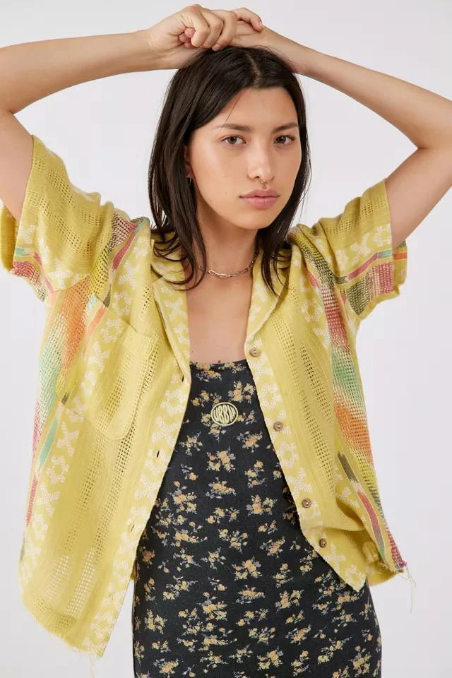 商品Urban Outfitters|UO Orlando Textured Souvenir Button-Down Top,价格¥114,第3张图片详细描述