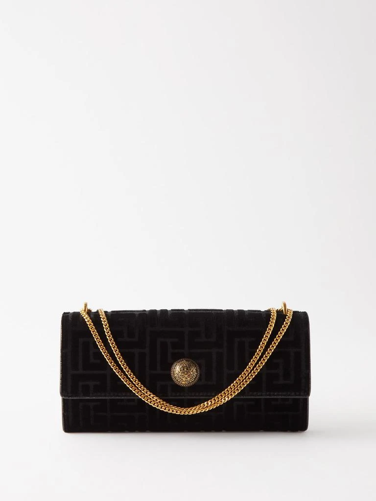 商品Balmain|Coin-embellished quilted-velvet shoulder bag,价格¥5018,第1张图片