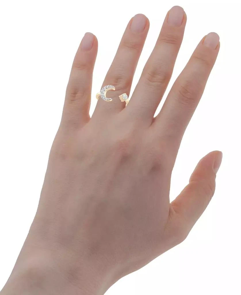 商品Macy's|Lab-Created Opal (1/10 ct. t.w.) & Lab-Created White Sapphire (3/8 ct. t.w.) Crescent Moon Cuff Ring in 14k Gold-Plated Sterling Silver,价格¥457,第3张图片详细描述