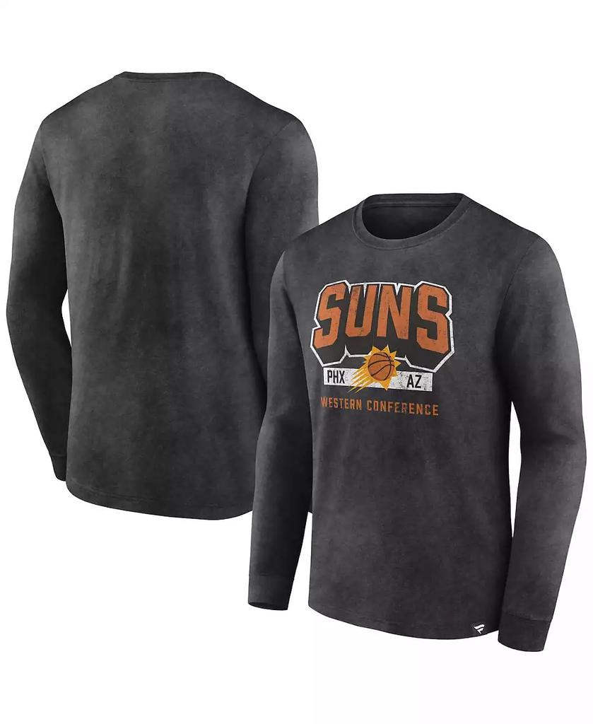 T-shirt à manches longues pour homme, couleur gris anthracite chiné, style Phoenix Suns, imprimé délavé. image 2