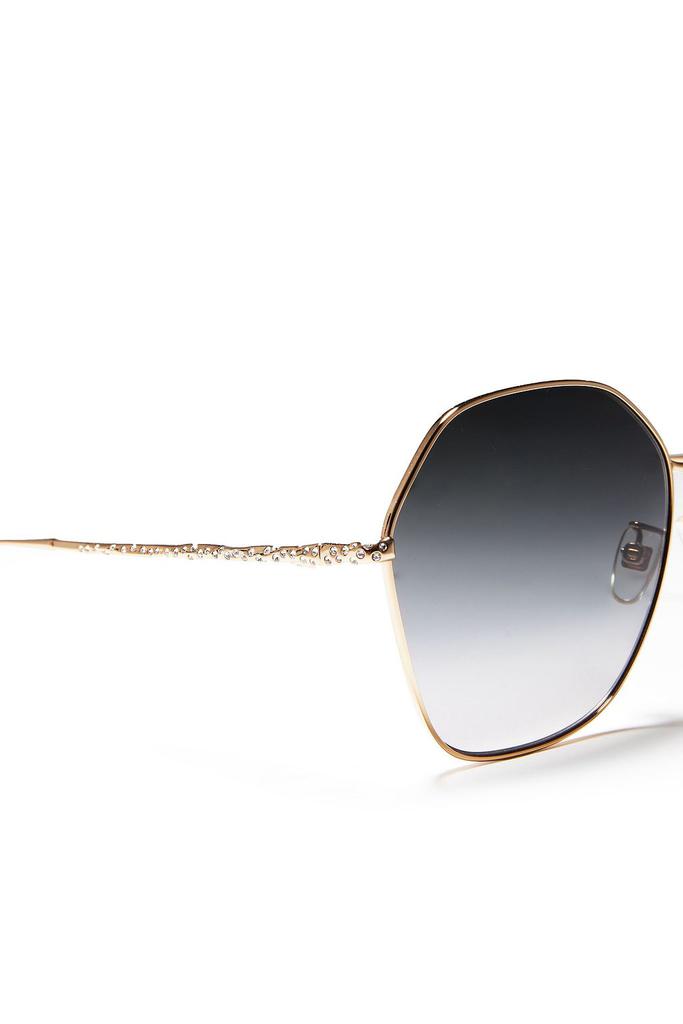 Hexagon-frame crystal-embellished gold-tone sunglasses商品第4张图片规格展示