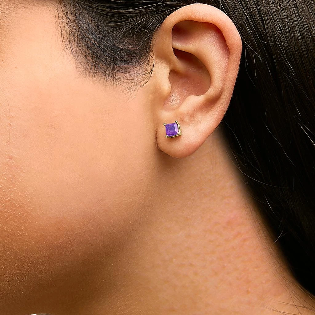商品Haus of Brilliance|14K Gold 5x5MM Princess Cut Gemstone Solitaire Stud Earrings,价格¥9653,第4张图片详细描述