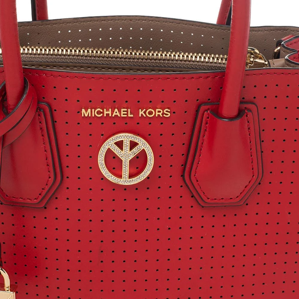 商品[二手商品] Michael Kors|Michael Kors Red Perforated Leather Mini Mercer Tote,价格¥1140,第5张图片详细描述