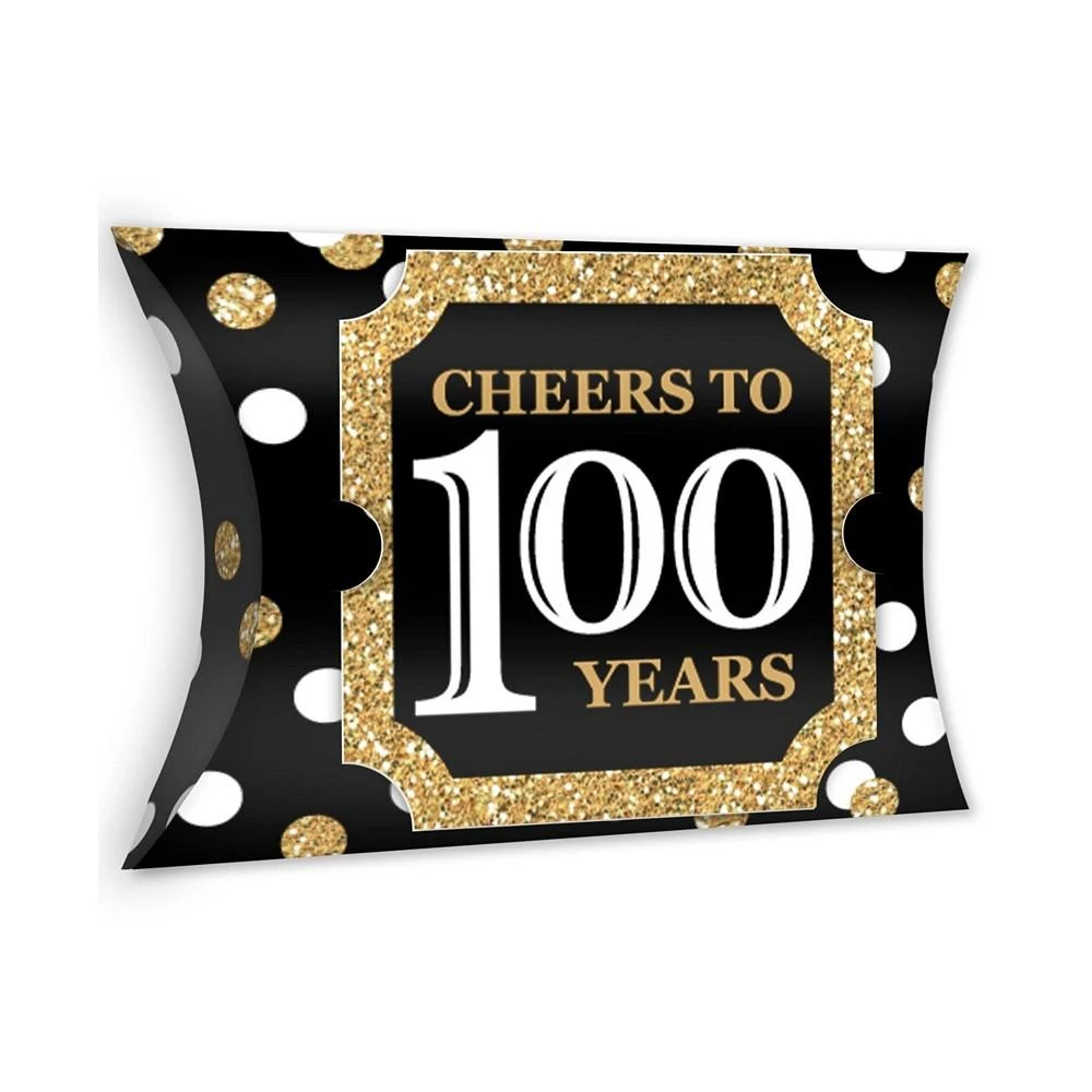 商品Big Dot of Happiness|Adult 100th Birthday - Gold - Favor Gift Boxes - Birthday Party Large Pillow Boxes - Set of 12,价格¥127,第1张图片