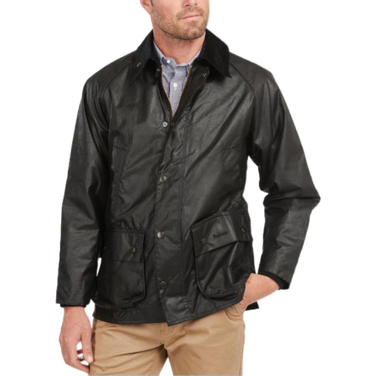 商品[国内直发] Barbour|Bedale 纯色拉链系扣翻领休闲油蜡夹克 男款 黑色,价格¥2437,第5张图片详细描述