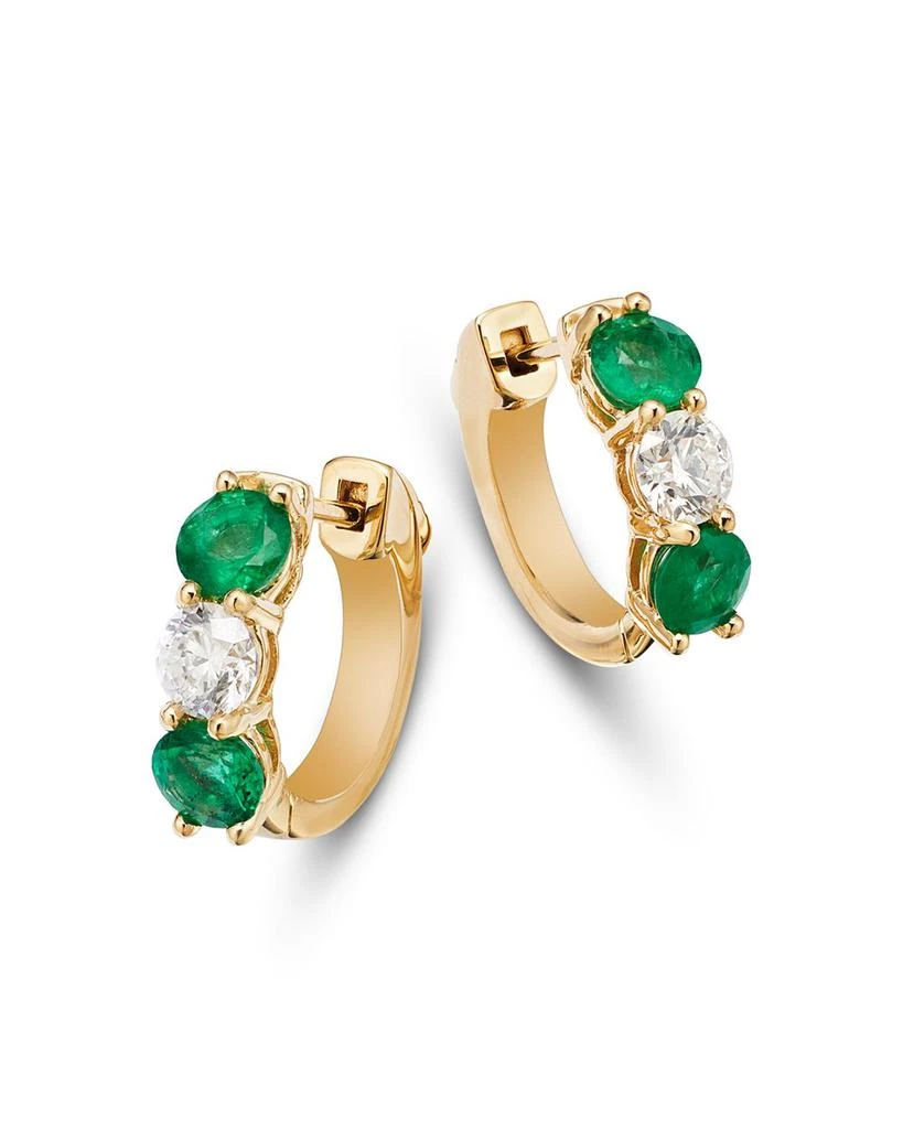 商品Bloomingdale's Fine Collection|14K Yellow Gold Emerald & Diamond Hoop Earrings,价格¥17395,第1张图片