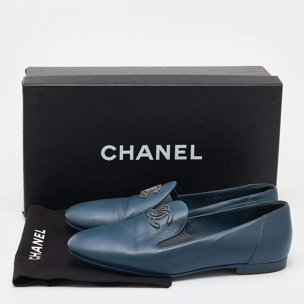 Chanel Blue Leather CC Slip On Loafers Size 36.5 商品