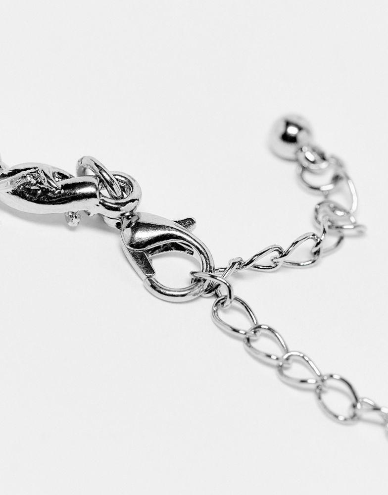 商品Reclaimed Vintage|Reclaimed Vintage warped chain with flower pendant in silver,价格¥98,第6张图片详细描述