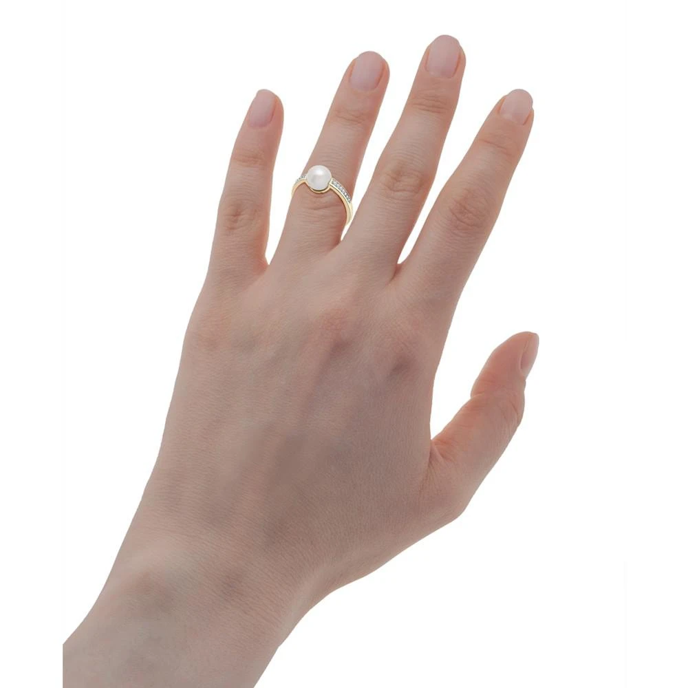商品Macy's|Cultured  Freshwater Pearl (8mm) & Diamond (1/10ct. tw.) Fashion Ring in 14K Yellow Gold,价格¥4407,第2张图片详细描述