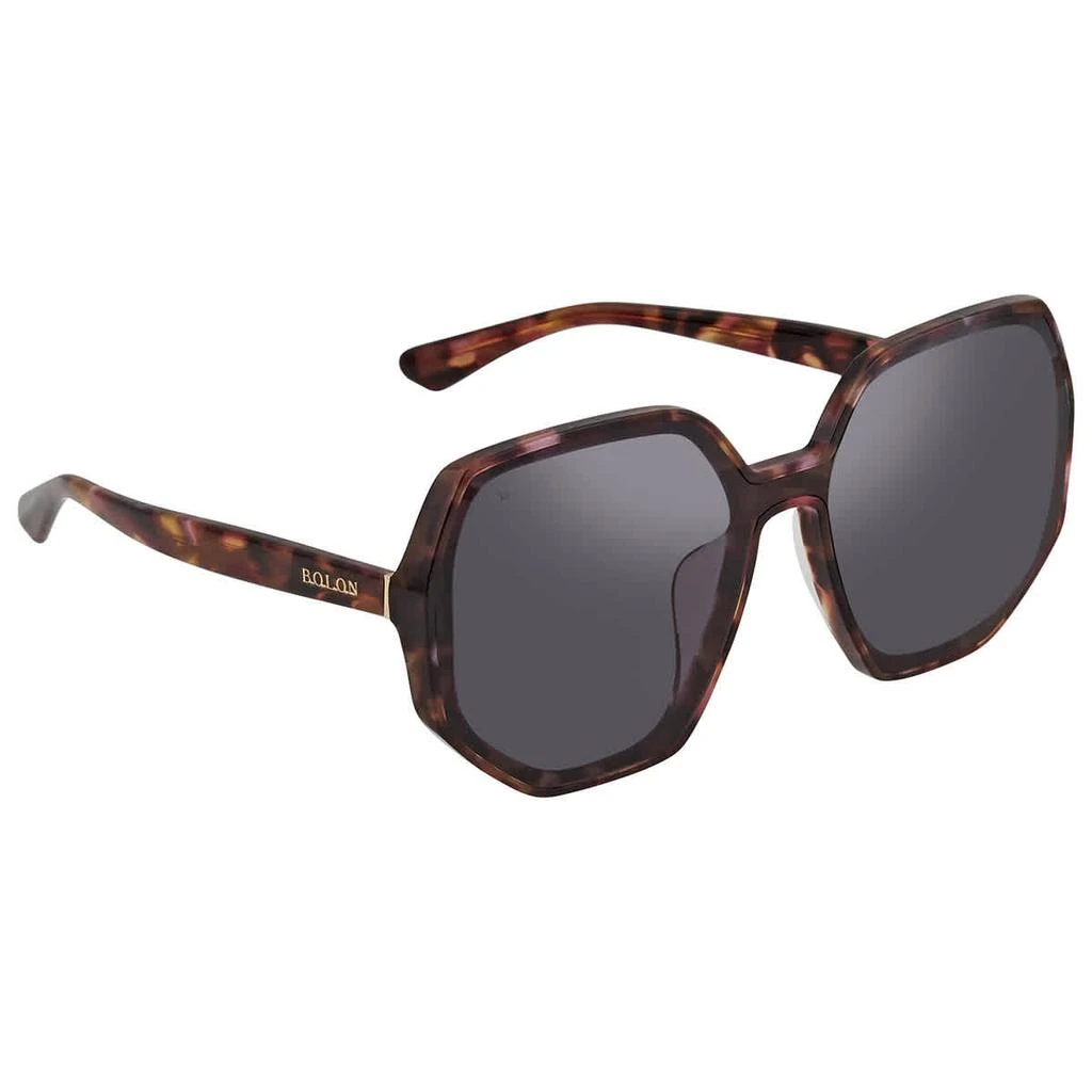 商品BOLON|Jackie Dark Grey Hexagonal Ladies Sunglasses BL3025 A50 60,价格¥263,第1张图片