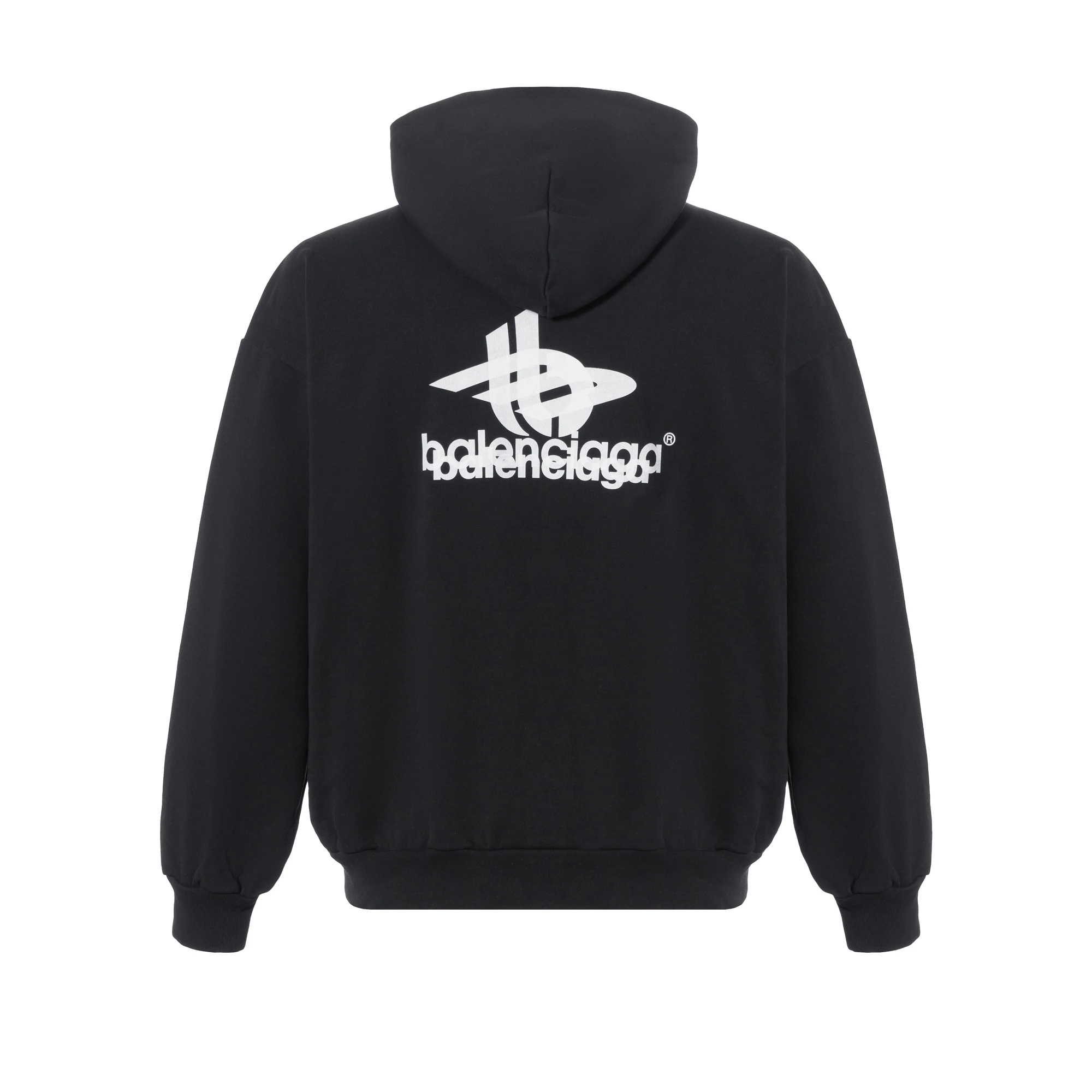 商品[国内直发] Balenciaga|巴黎世家 字母Logo印花连帽直筒卫衣 常规版型 男款 黑色,价格¥3721,第3张图片详细描述