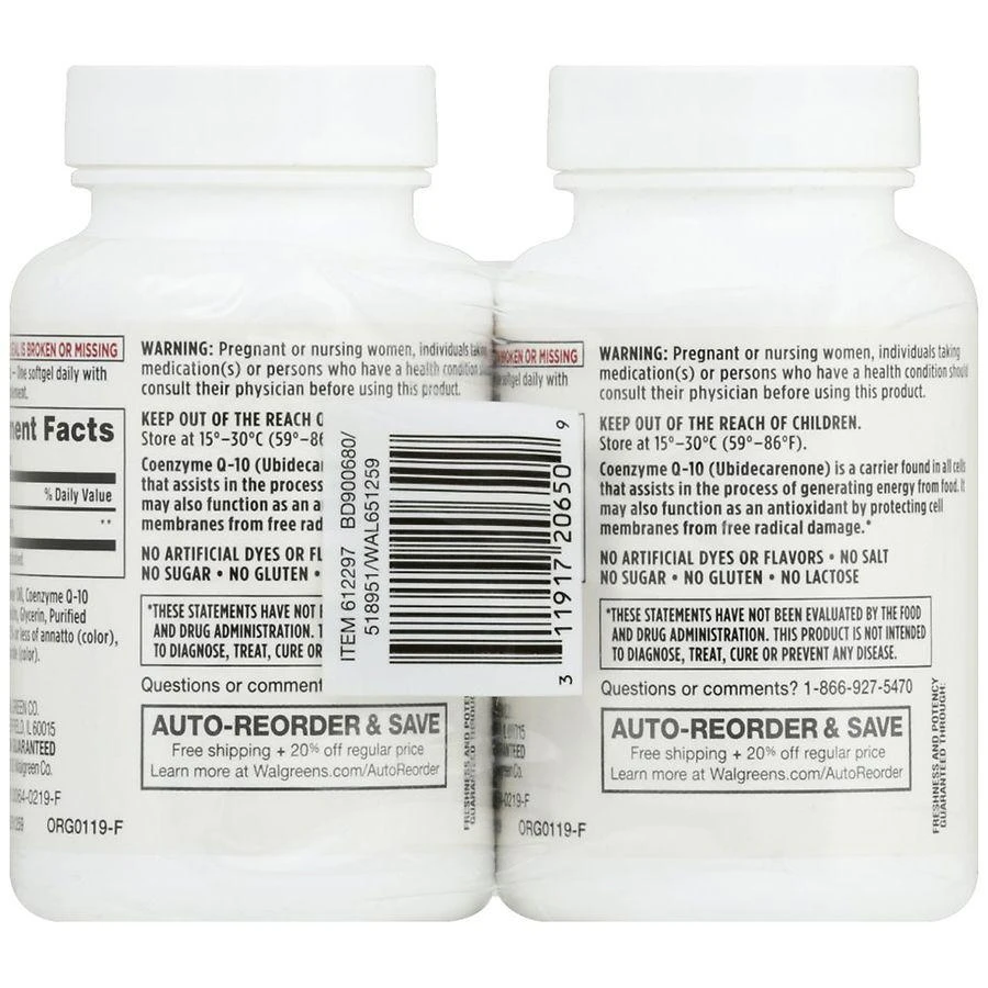 商品Walgreens|Co Q-10 100mg Softgels Twin Pack,价格¥504,第4张图片详细描述