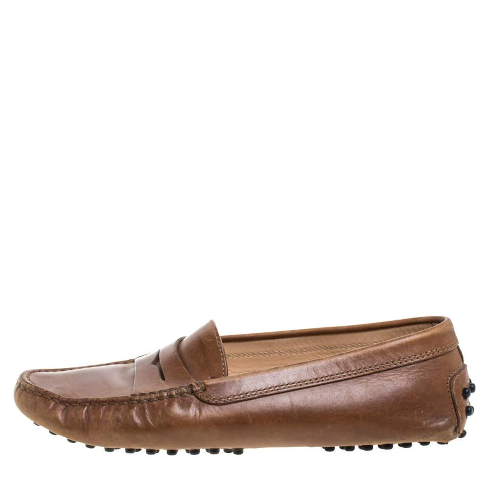 商品[二手商品] Tod's|Tod's Brown Leather Penny Slip On Loafers Size 35,价格¥1687,第2张图片详细描述