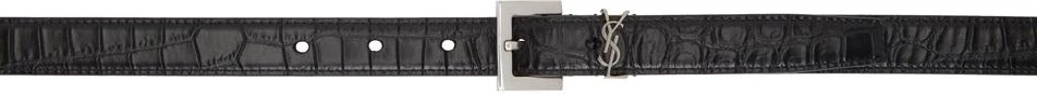 商品Yves Saint Laurent|Black Croc Monogram Belt,价格¥3493,第1张图片