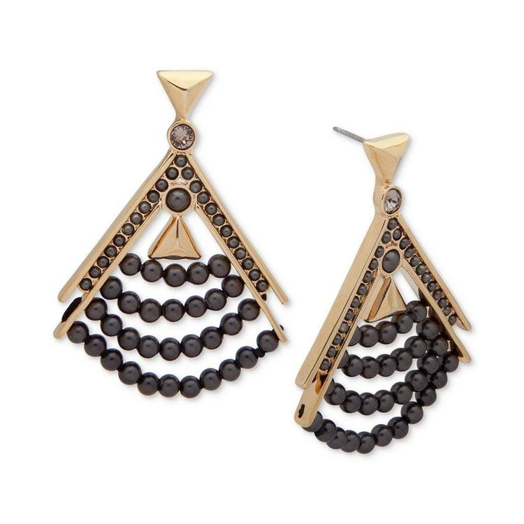 商品Givenchy|Gold-Tone Black Imitation Pearl Drop Earrings,价格¥264,第1张图片