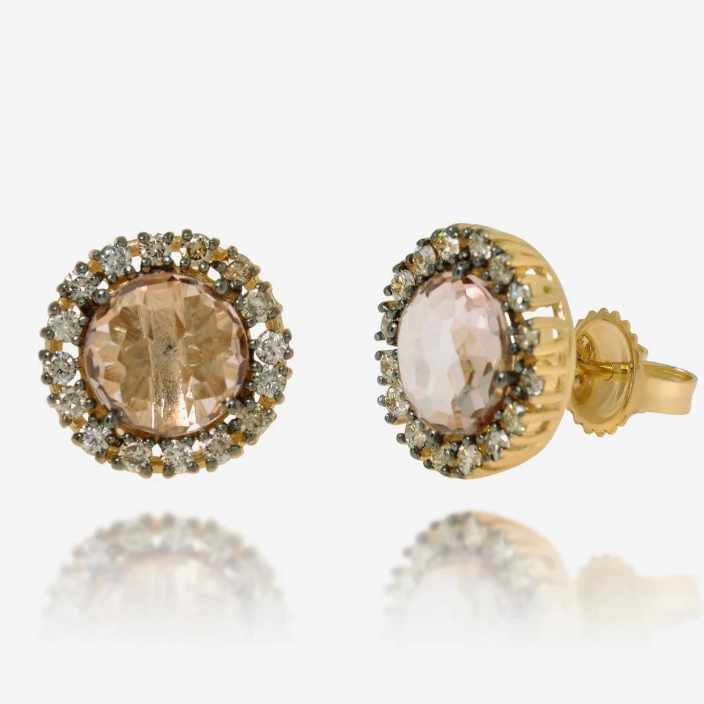 商品Suzanne Kalan|Suzanne Kalan 14K Yellow Gold, Morganite Topaz, and Diamond Stud Earrings PE199-YGMT,价格¥4058,第3张图片详细描述