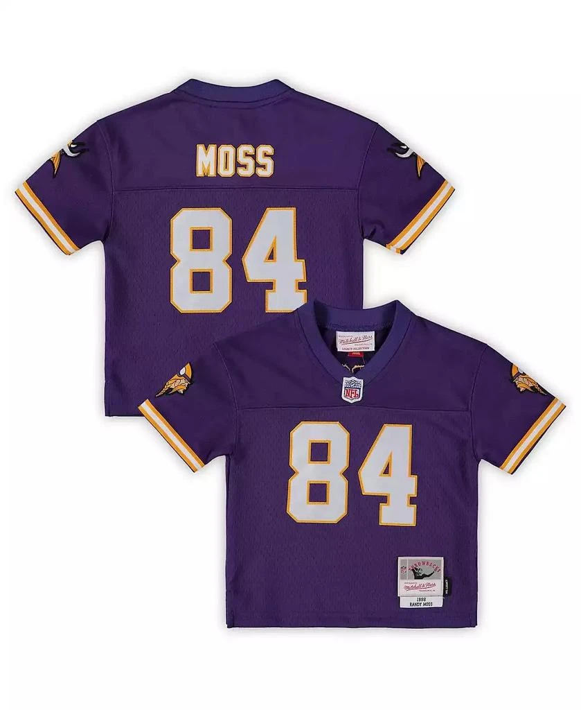 商品Mitchell & Ness|Toddler Boys and Girls Randy Moss Purple Minnesota Vikings 1998 Retired Legacy Jersey,价格¥446,第1张图片