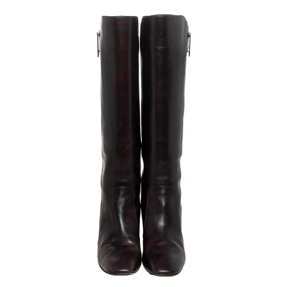 商品[二手商品] Roger Vivier|Roger Vivier Dark Brown Leather Buckle Detail Knee Length Boots Size 36.5,价格¥2073,第3张图片详细描述