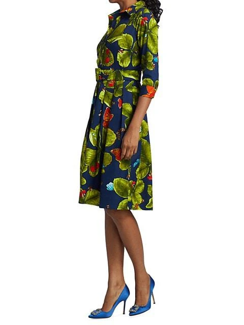 商品SAMANTHA SUNG|Audrey Bug Print Quarter-Sleeve Shirtdress,价格¥2047,第4张图片详细描述