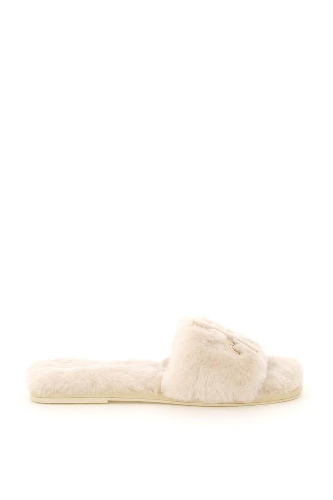 商品Tory Burch|Tory burch double t fur mules,价格¥1198,第1张图片