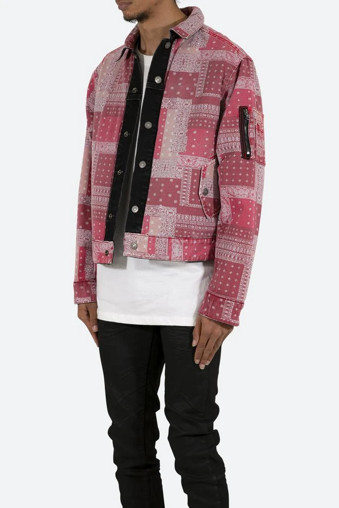 商品MNML|Reversible Paisley Trucker Jacket - Black/Red,价格¥344,第3张图片详细描述