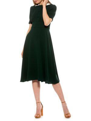 商品ALEXIA ADMOR|Contrast-Collar Flare Dress,价格¥538-¥574,第6张图片详细描述