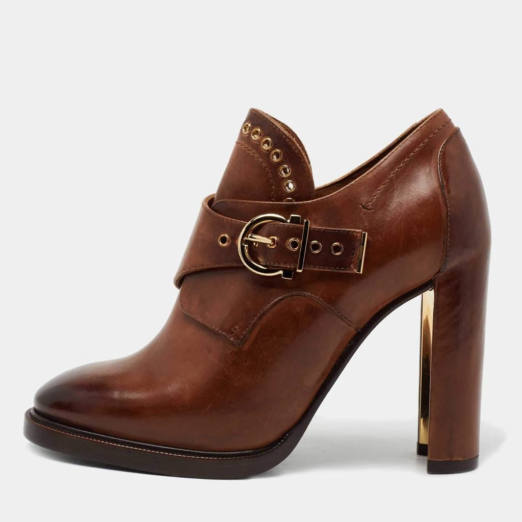 商品Salvatore Ferragamo|Salvatore Ferragamo Brown Leather Nevers Boots Size 39,价格¥3823,第1张图片